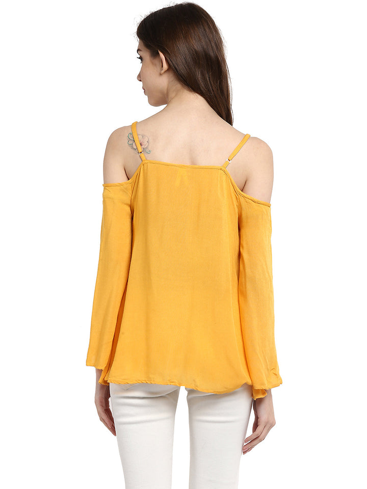 Mustard-Yellow-Rayon-Cold-Shoulder-Top