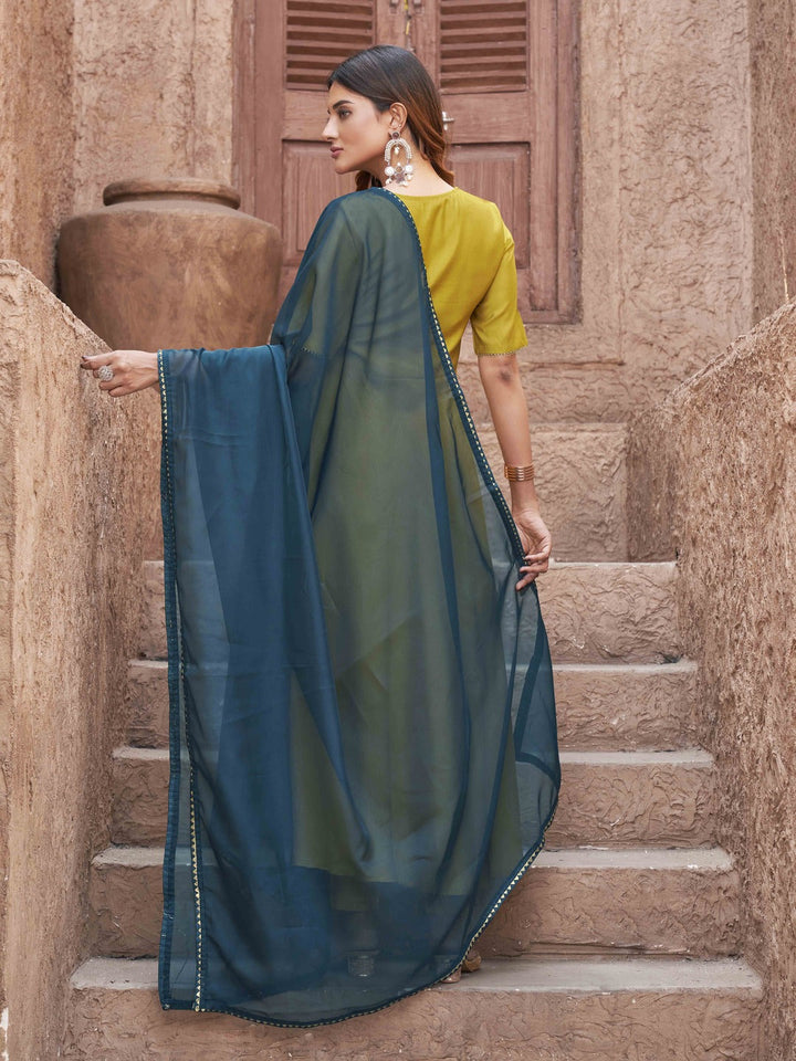 Musturd-&-Blue-Silk-Blend-Flared-3-Piece-Kurta-Set