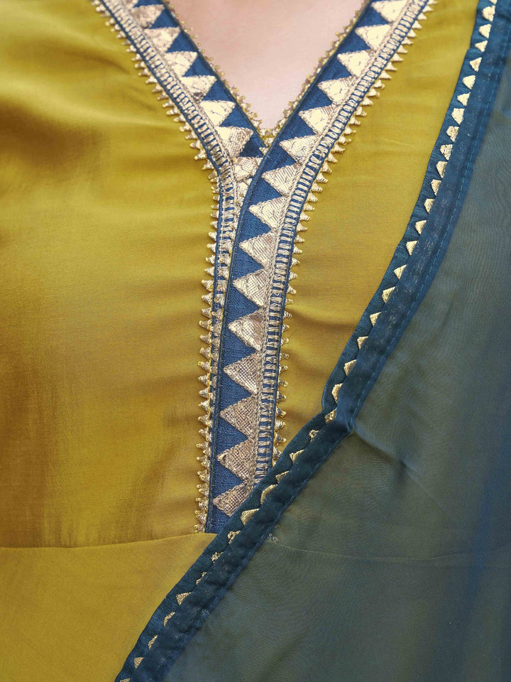 Musturd-&-Blue-Silk-Blend-Flared-3-Piece-Kurta-Set