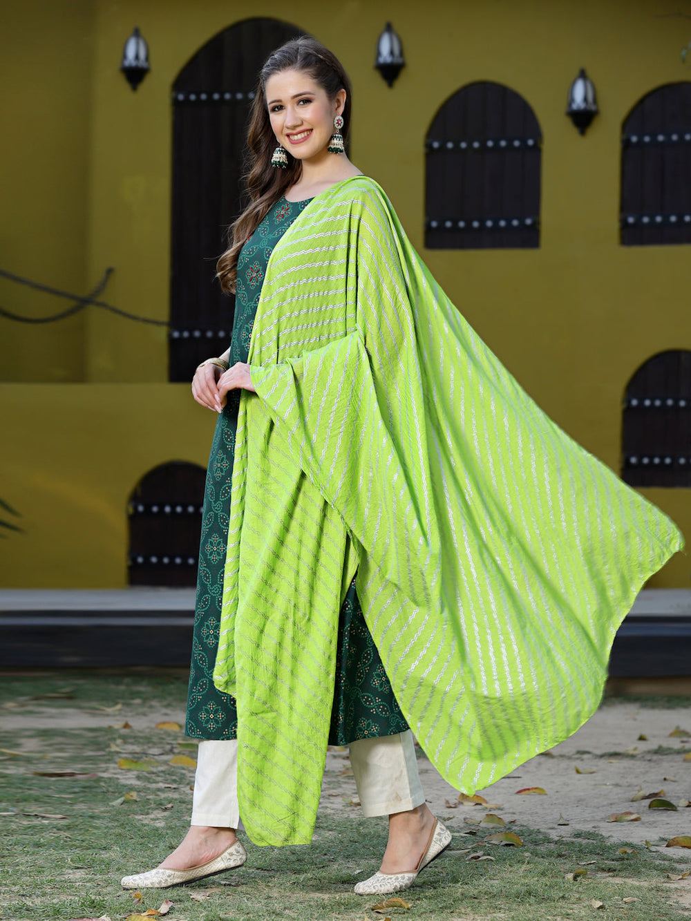 Purple-Rayon-Bandhej-Printed-3-Piece-Kurta-Set