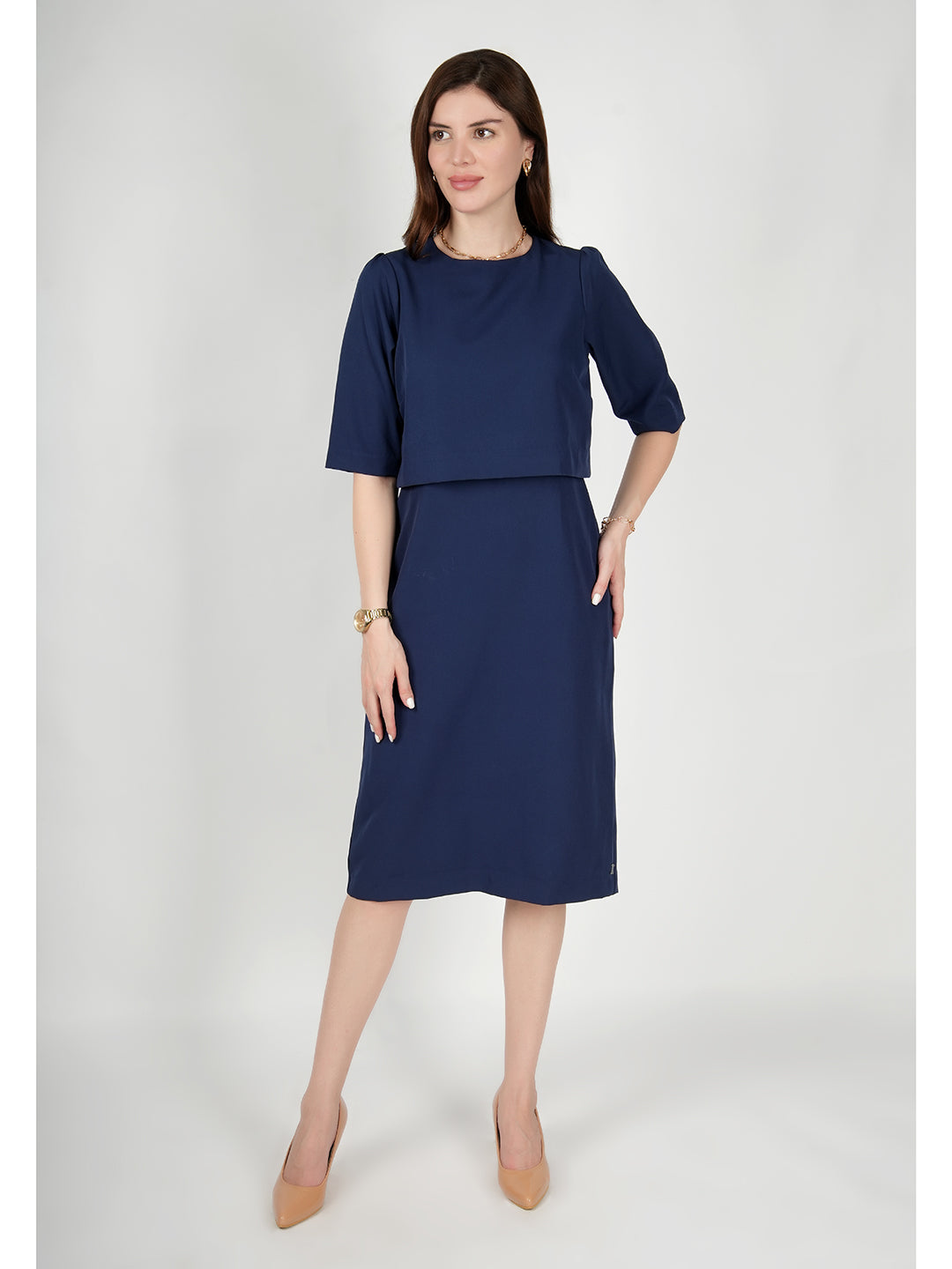 Navy-Blue-Blended-Fabric-Ethereal-Oversize-Top-Dress