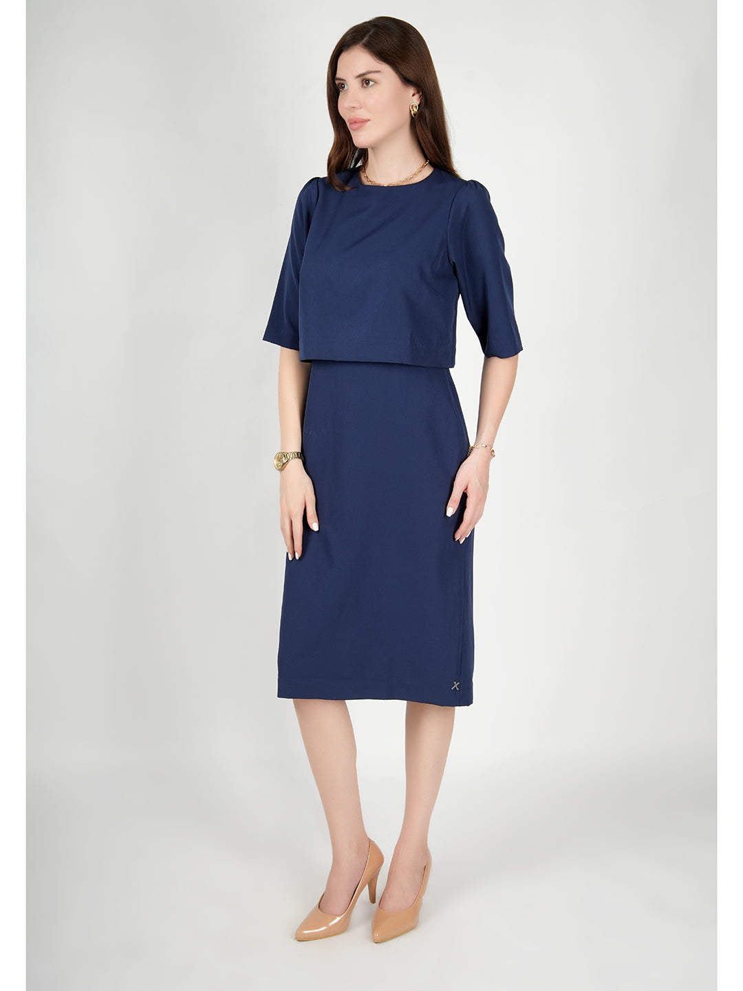 Navy-Blue-Blended-Fabric-Ethereal-Oversize-Top-Dress