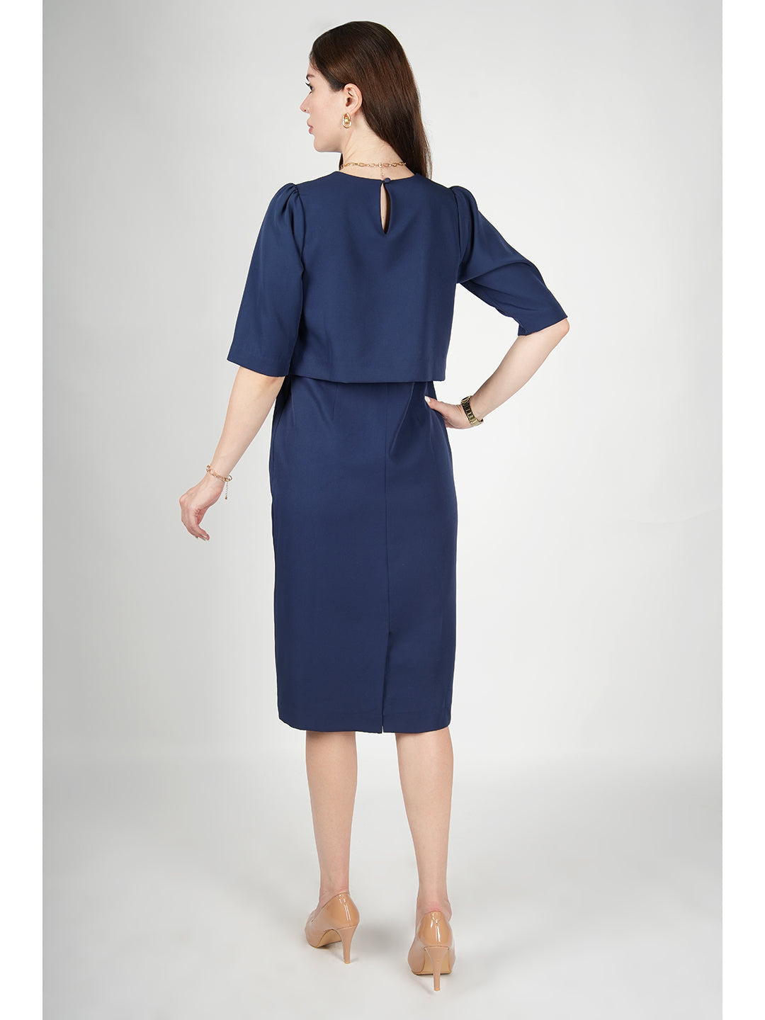 Navy-Blue-Blended-Fabric-Ethereal-Oversize-Top-Dress