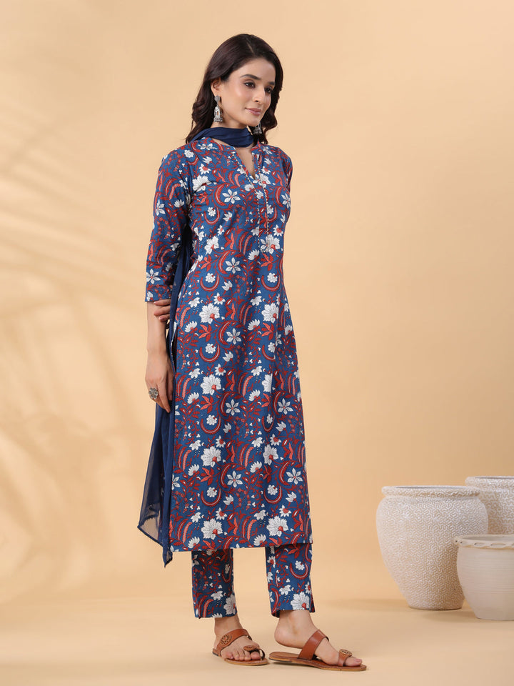 Navy-Blue-Cambric-Regular-3-Piece-Kurta-Set