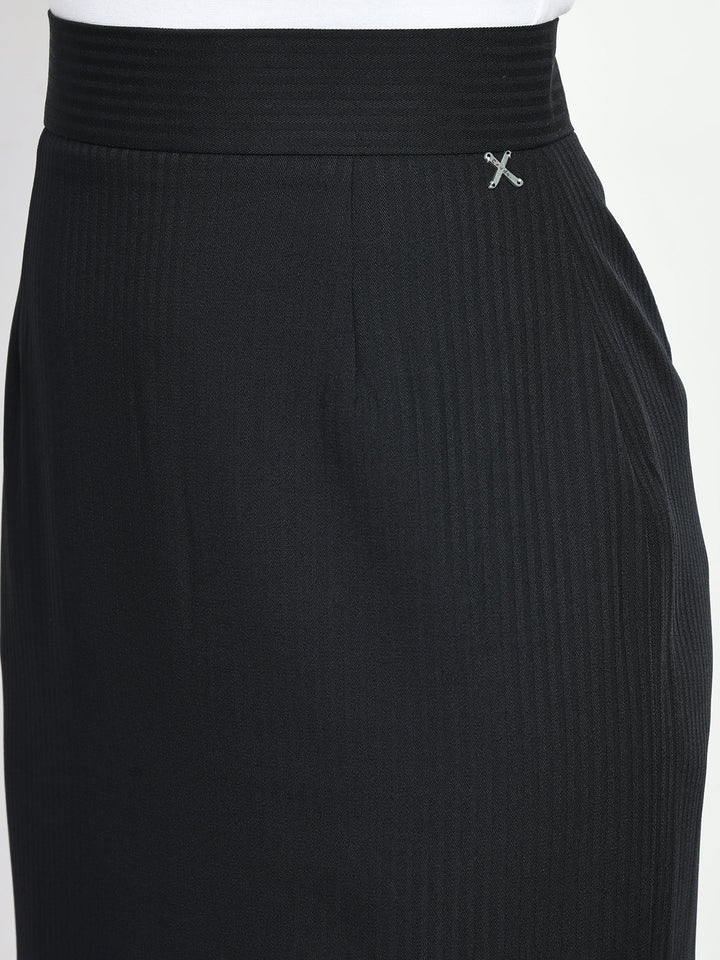 Navy-Blue-Cotton-Blend-Humility-Striped-Pencil-Skirt