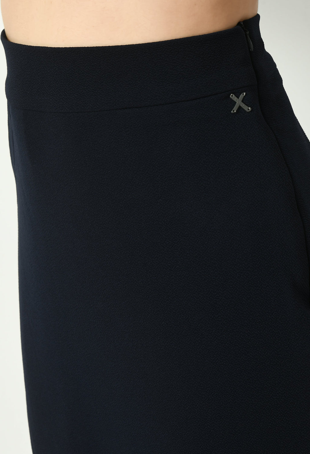 Navy-Blue-Crop-Blazer-Top-With-Front-Slit-Midi-Skirt