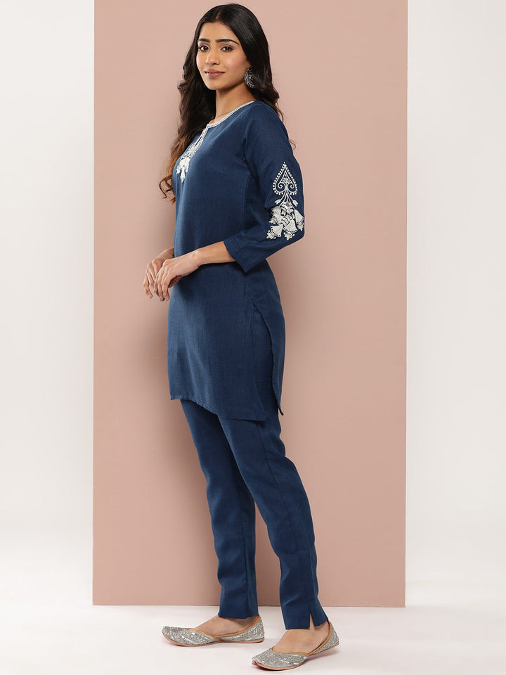 Navy-Blue-Cotton-Embroidered-Co-Ord-Set