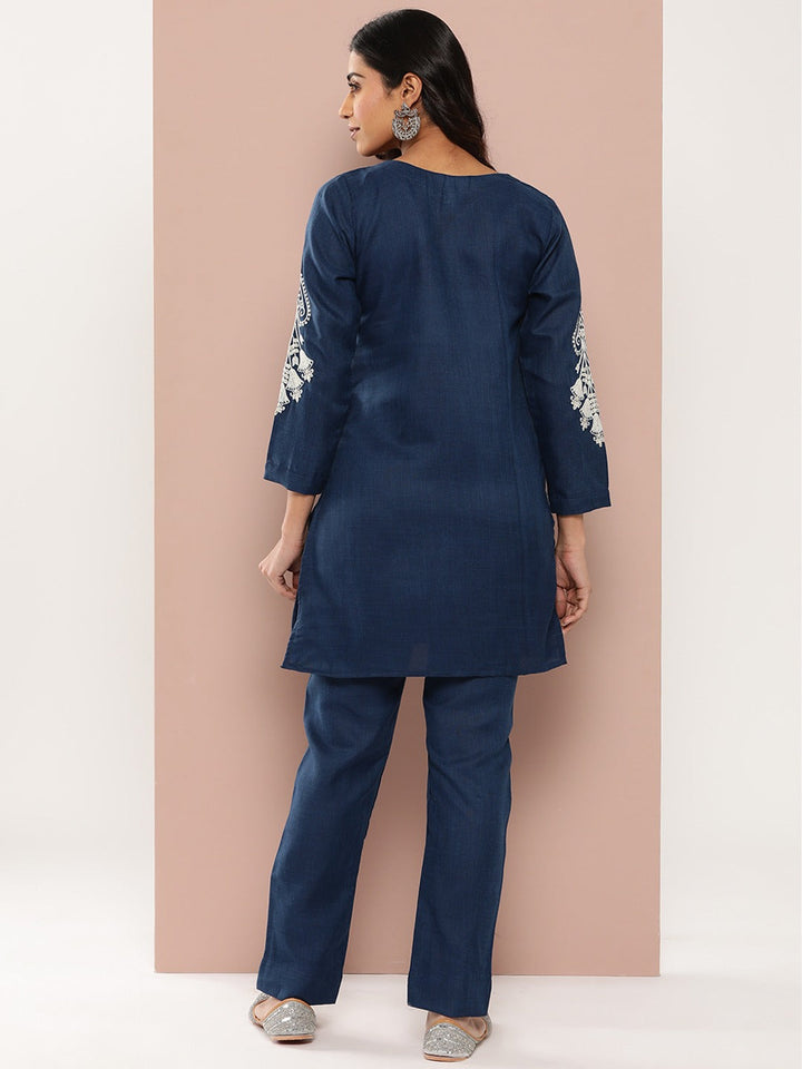 Navy-Blue-Cotton-Embroidered-Co-Ord-Set