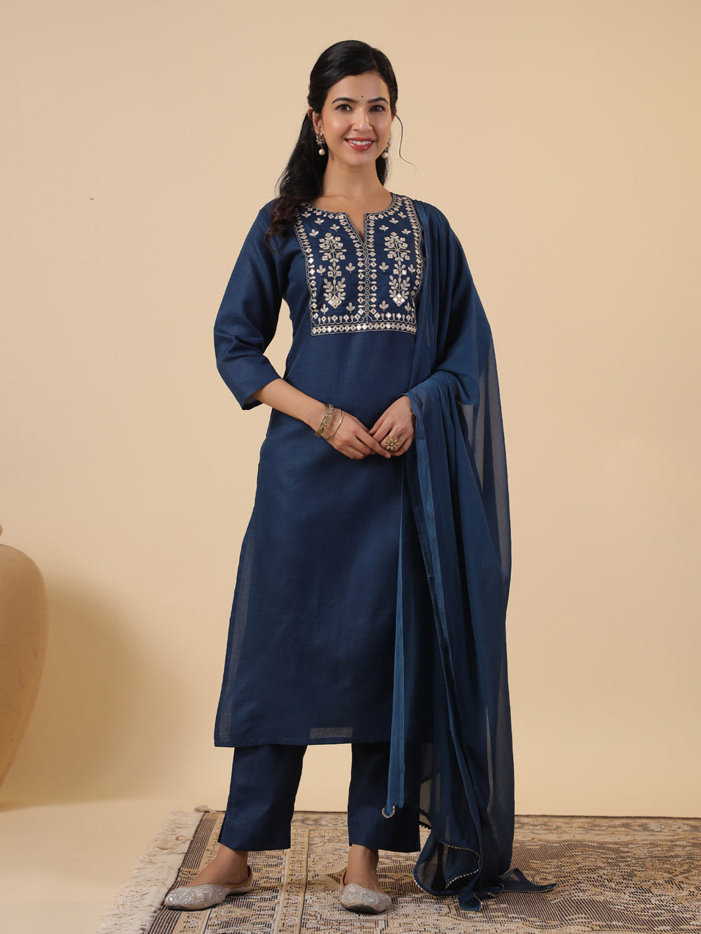 Navy-Blue-Magics-Slub-Straight-3-Piece-Kurta-Set