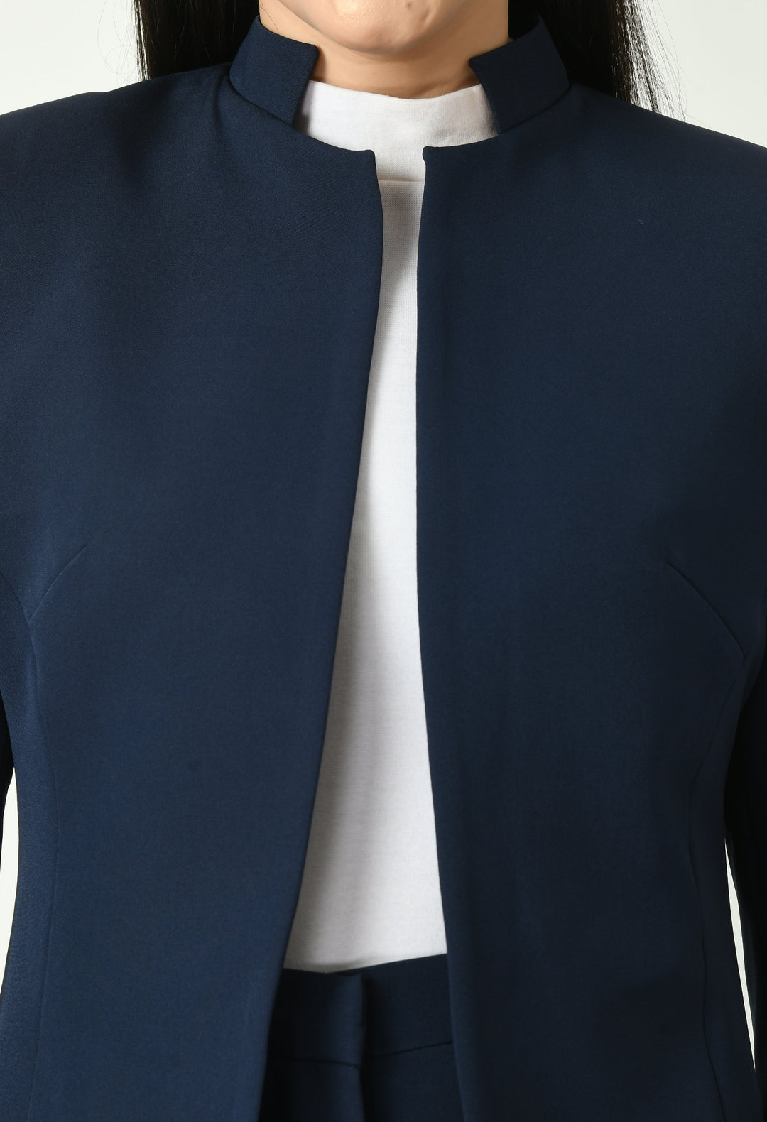 Navy-Blue-Mastery-Solid-Long-Blazer-With-Bootcut-Trouser