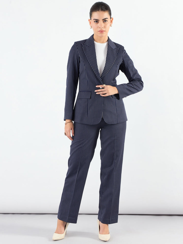 Navy-Blue-Polyester-Asymmetric-Blazer-&-Elasticated-Fit-Trouser