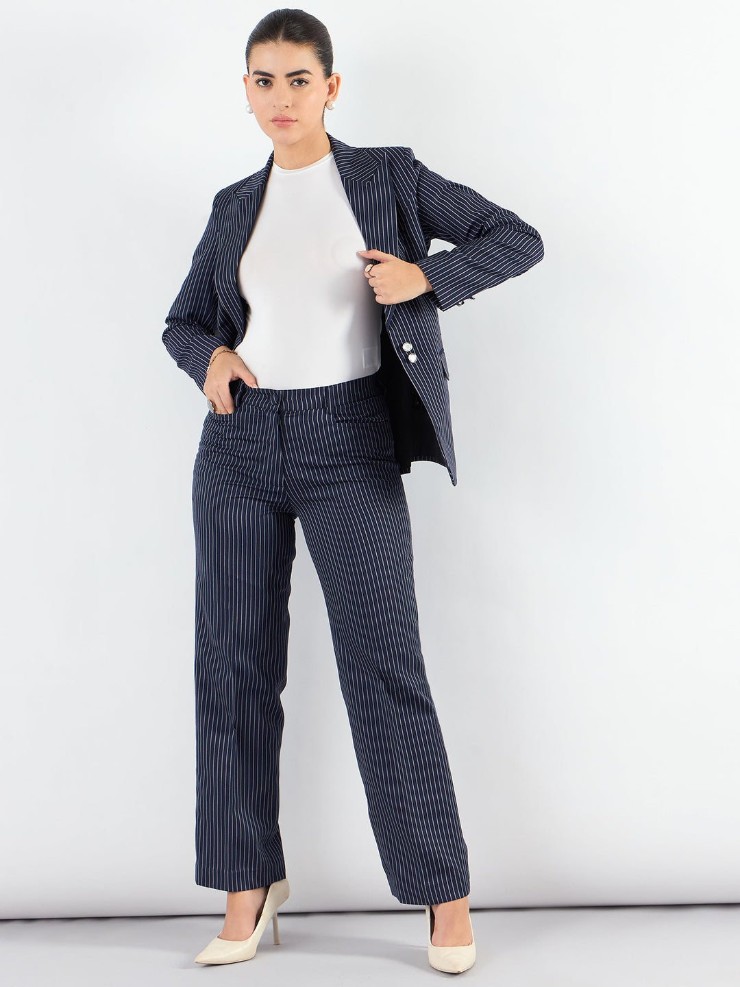 Navy-Blue-Polyester-Asymmetric-Blazer-&-Elasticated-Fit-Trouser