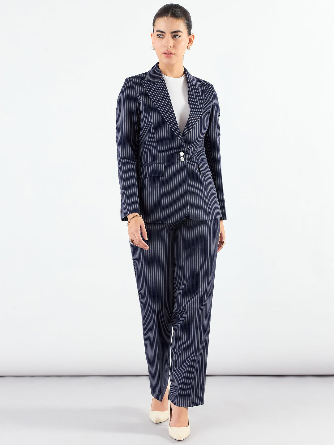 Navy-Blue-Polyester-Asymmetric-Blazer-&-Elasticated-Fit-Trouser