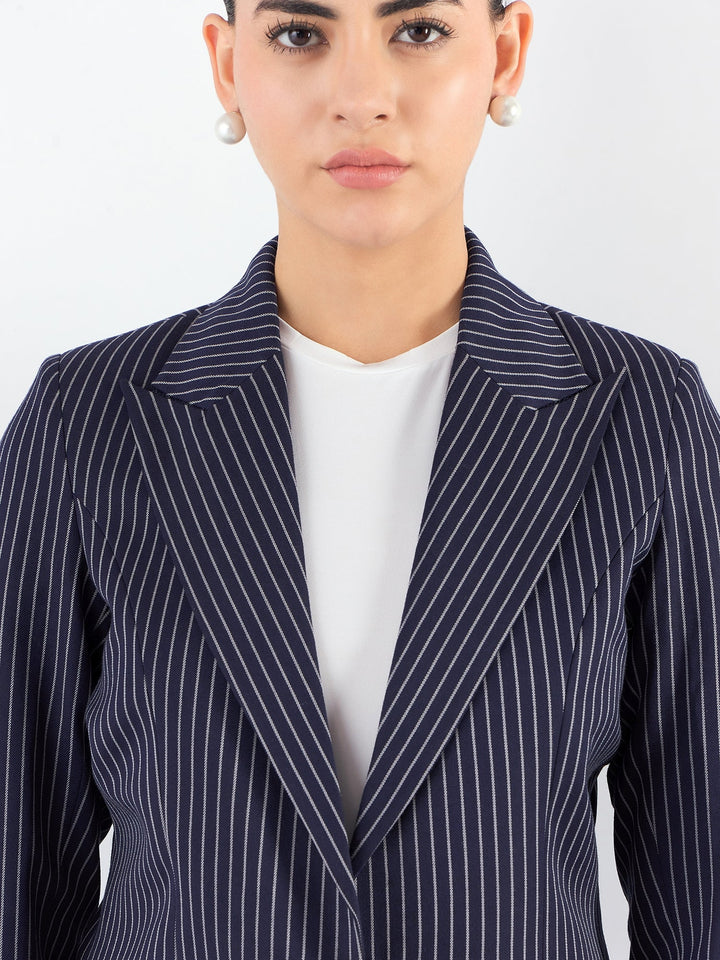 Navy-Blue-Polyester-Striped-Structured-Notched-Lapel-Blazer