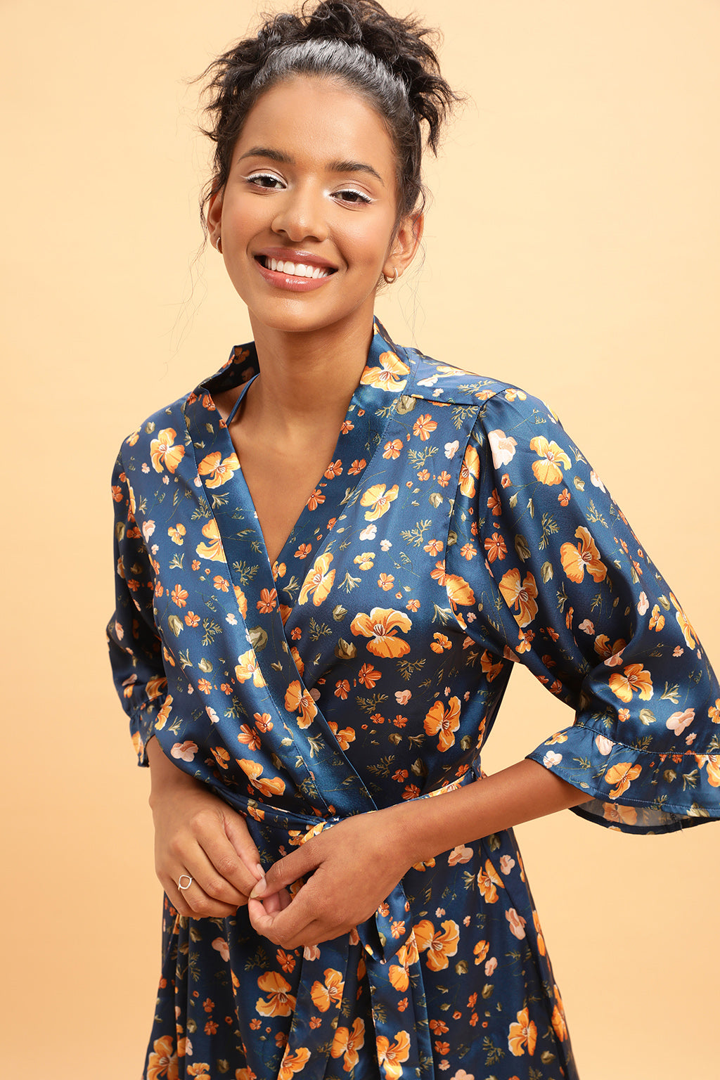 Navy-Blue-Satin-Pretty-Florals-Robe