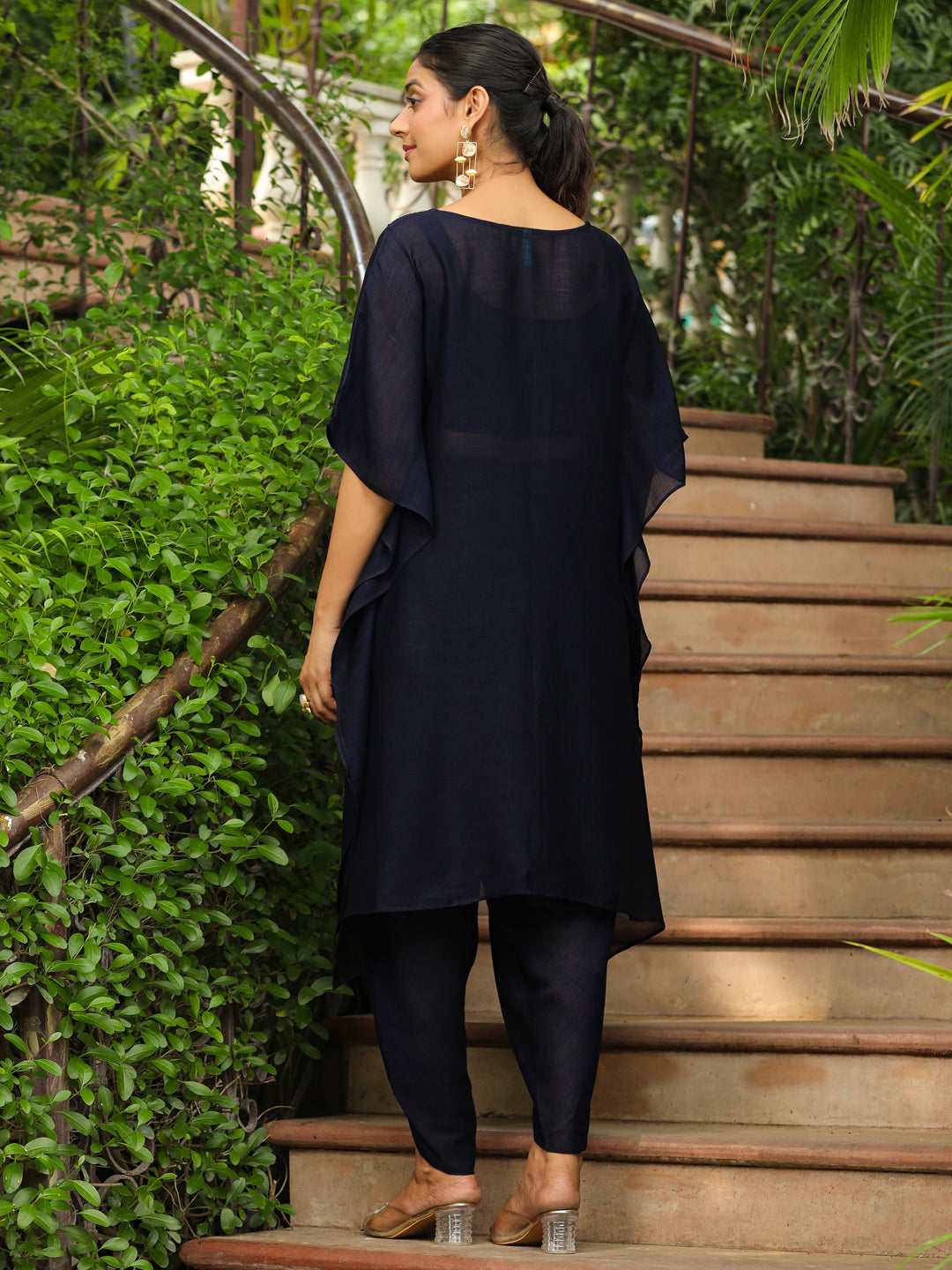 Navy-Blue-Silk-Blend-Yoke-Embroidery-Co-Ord-Set