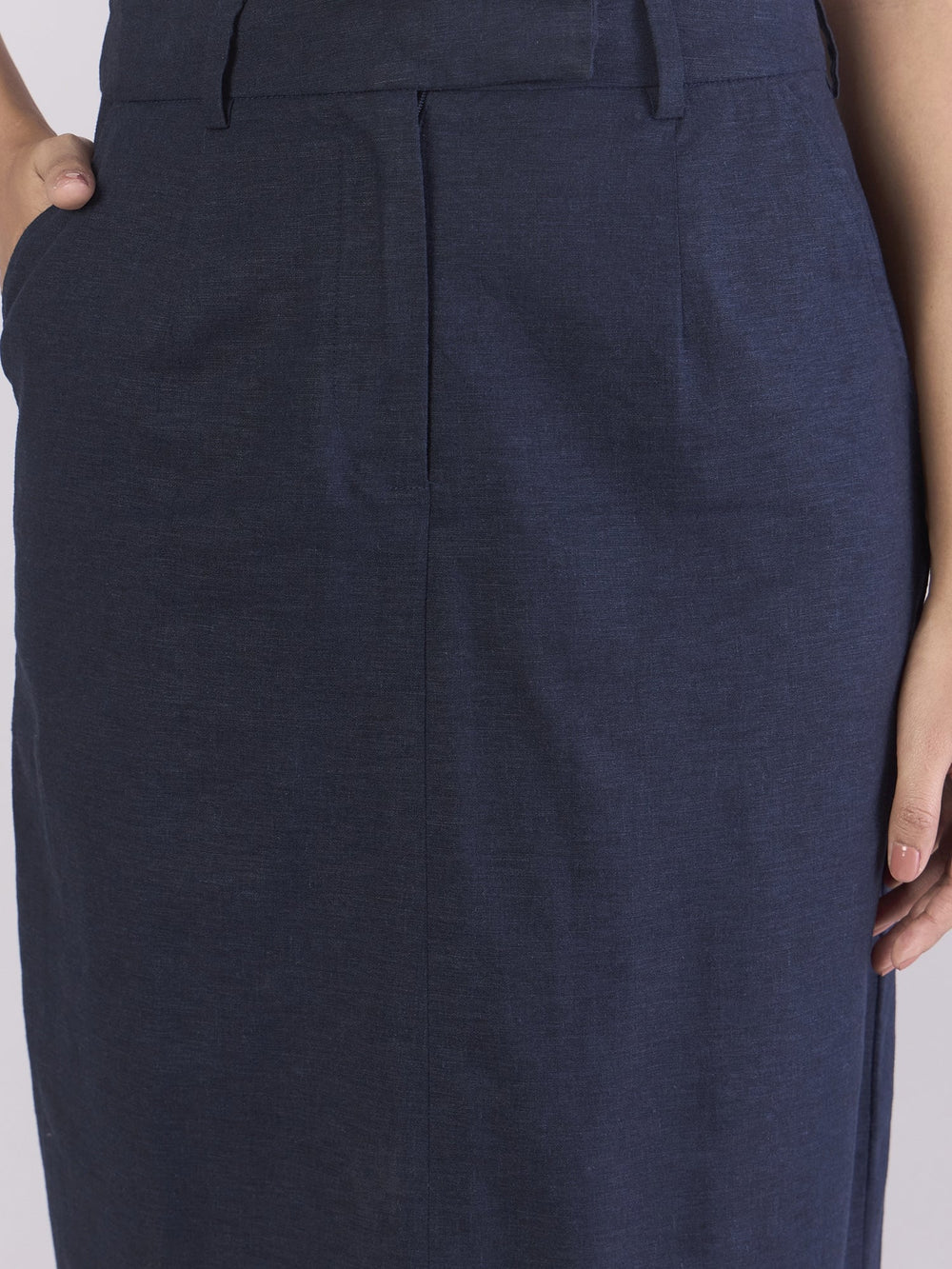 Navy-Blue-Cotton-Blend-Stretchable-Skirt