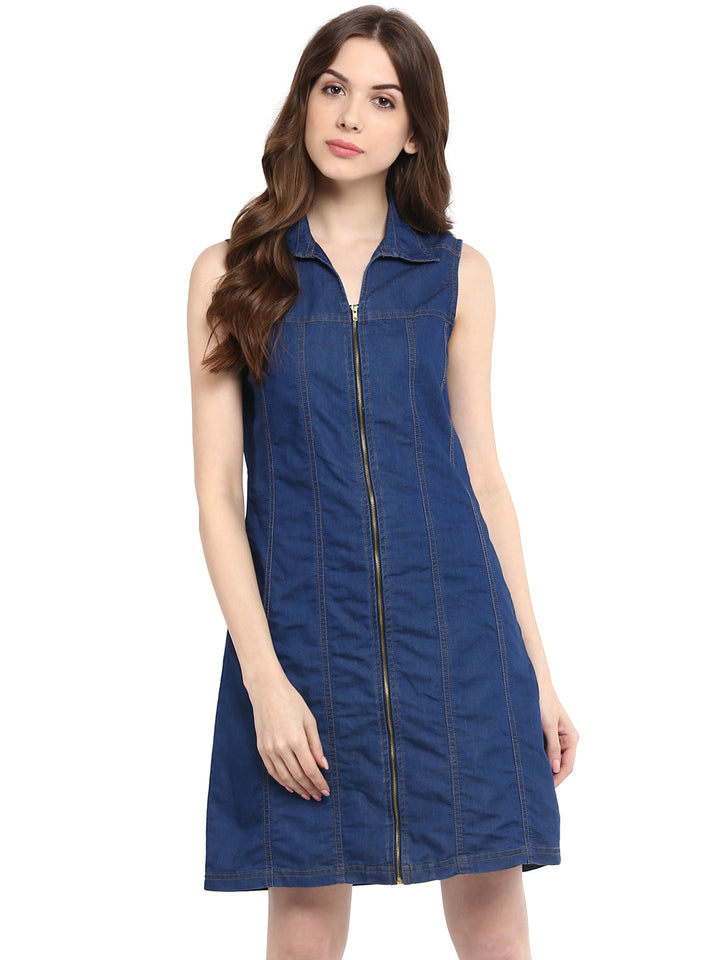 Navy-Blue-Denim-Seam-Detail-Zip-Mini-Dress