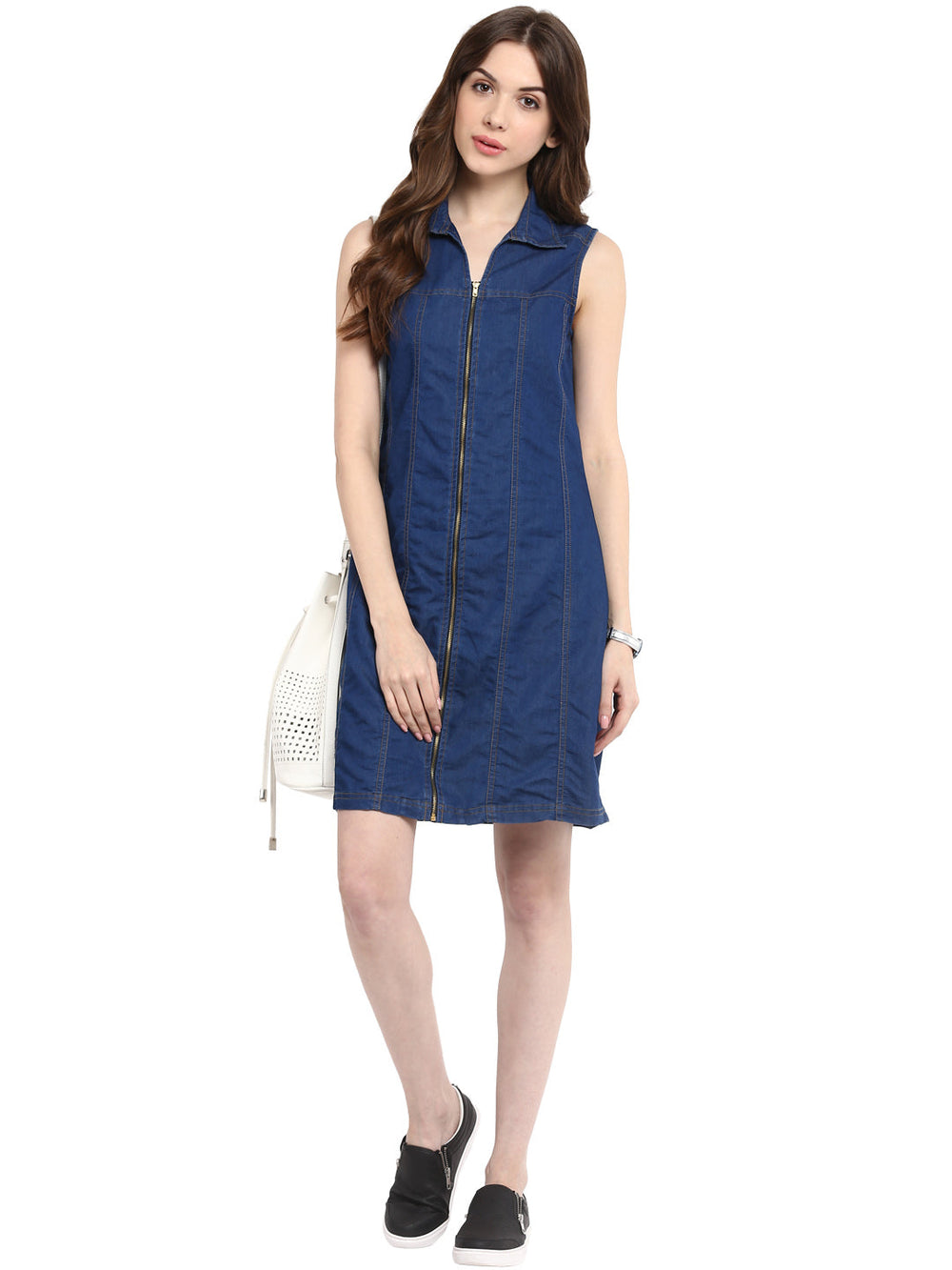 Navy-Blue-Denim-Seam-Detail-Zip-Mini-Dress