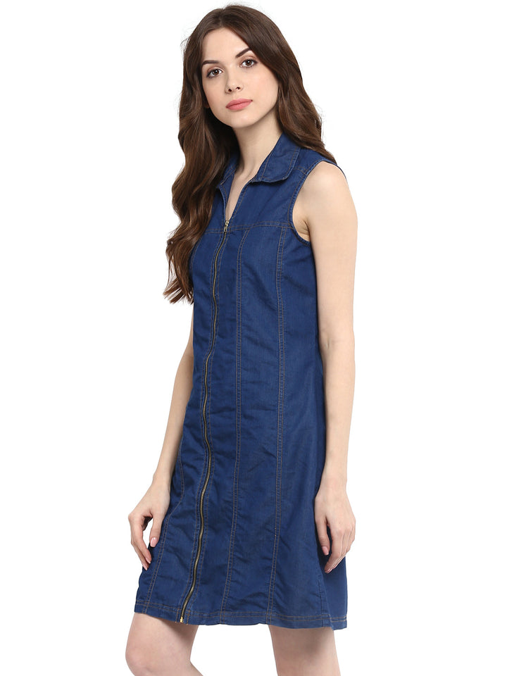 Navy-Blue-Denim-Seam-Detail-Zip-Mini-Dress