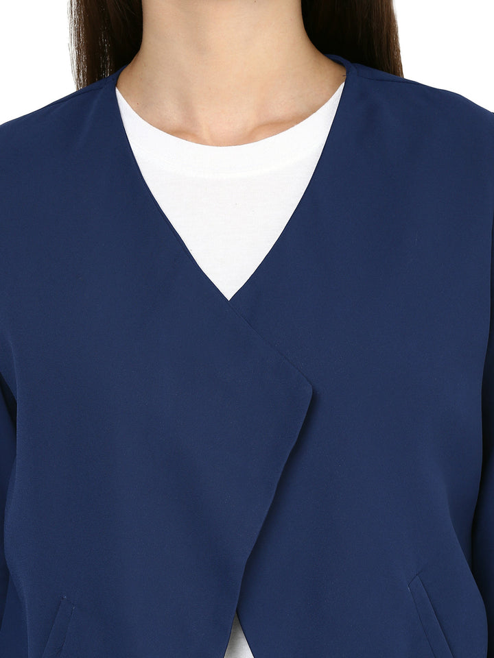 Navy-Blue-Polyester-Short-Blazer-Top