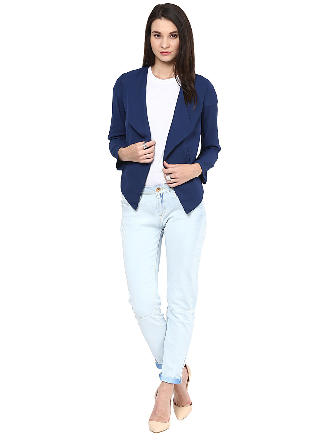 Navy-Blue-Polyester-Short-Blazer-Top