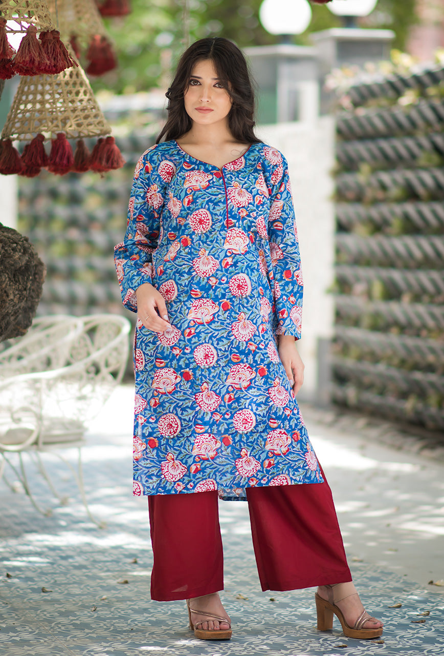 Neela-Blue-Cotton-Samundar-Hand-Block-Print-Kurta