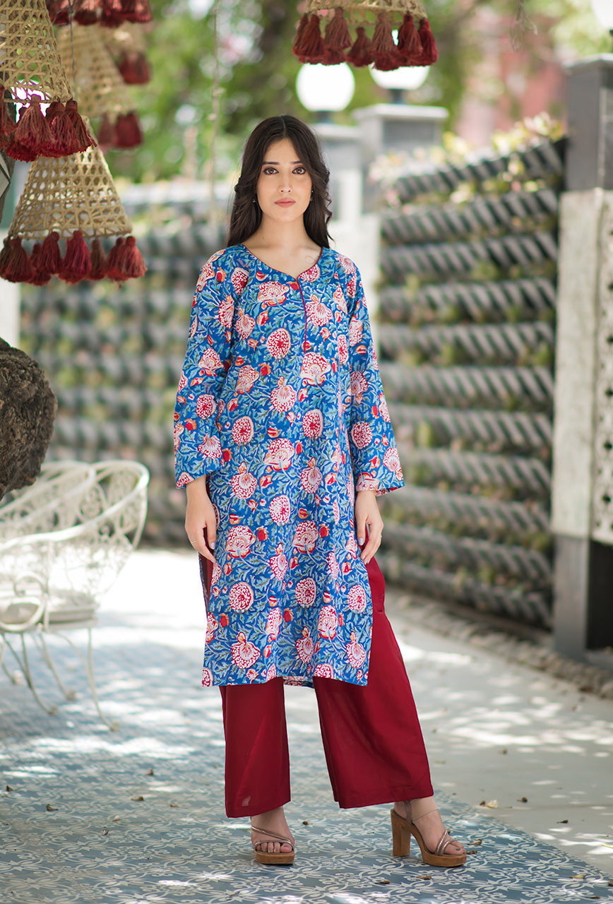 Neela-Blue-Cotton-Samundar-Hand-Block-Print-Kurta