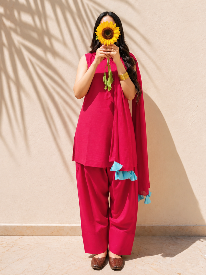 Rani Short Kurta &amp; Farshi Shalwar Set