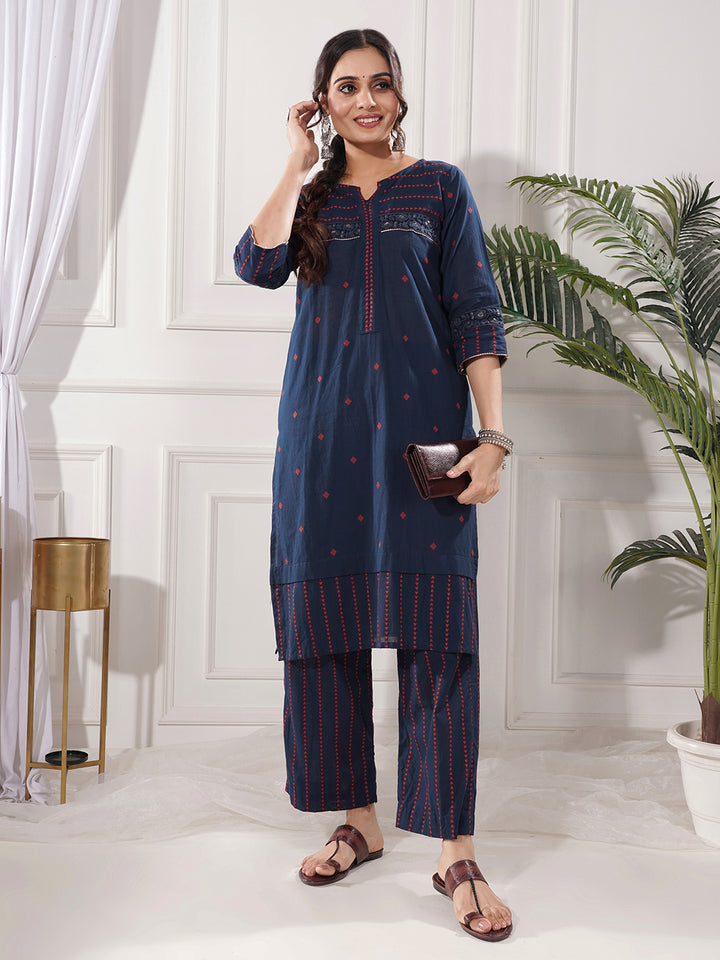 Nitya Blue Cotton Kurta Only