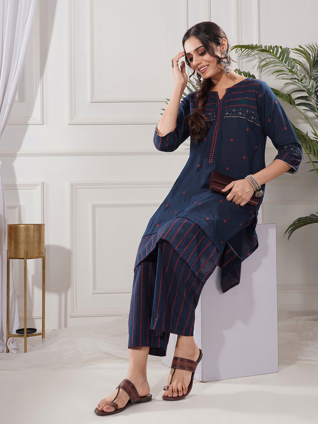 Nitya Blue Cotton Kurta Only