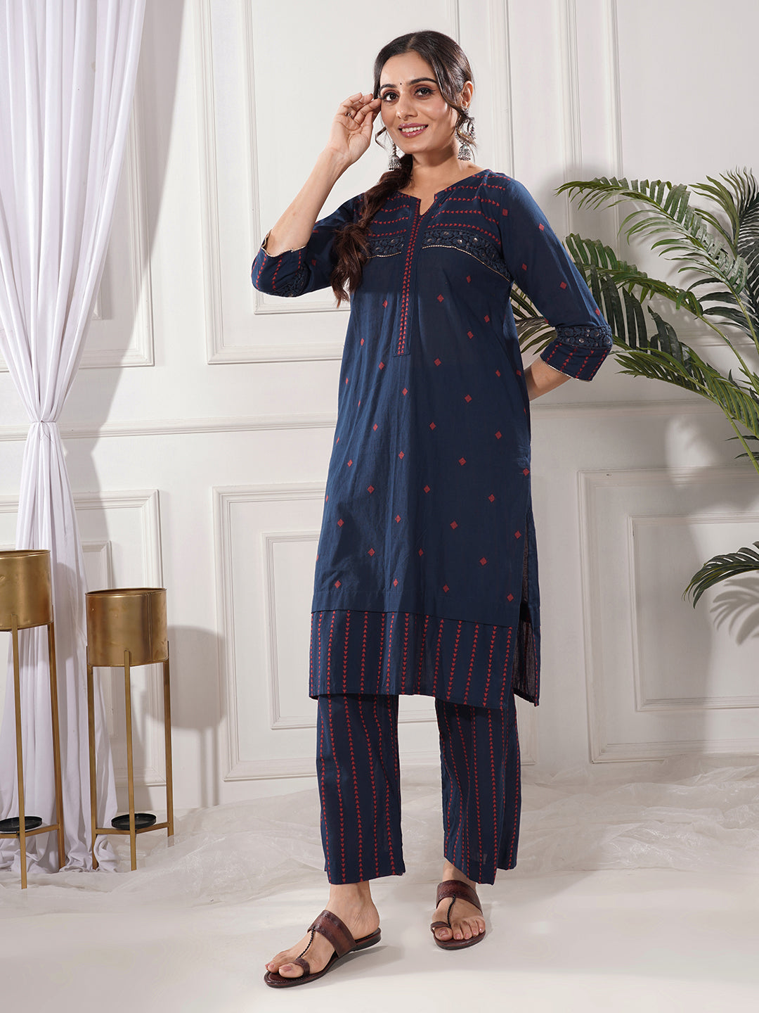 Nitya Blue Cotton Kurta Only