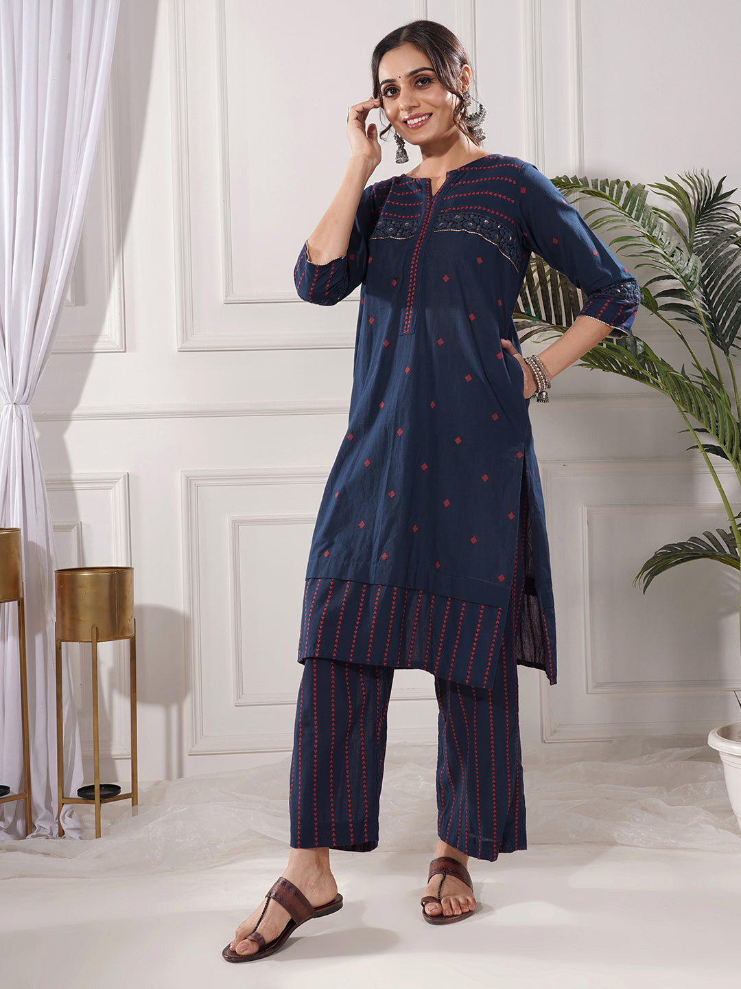 Nitya Blue Cotton Kurta Only