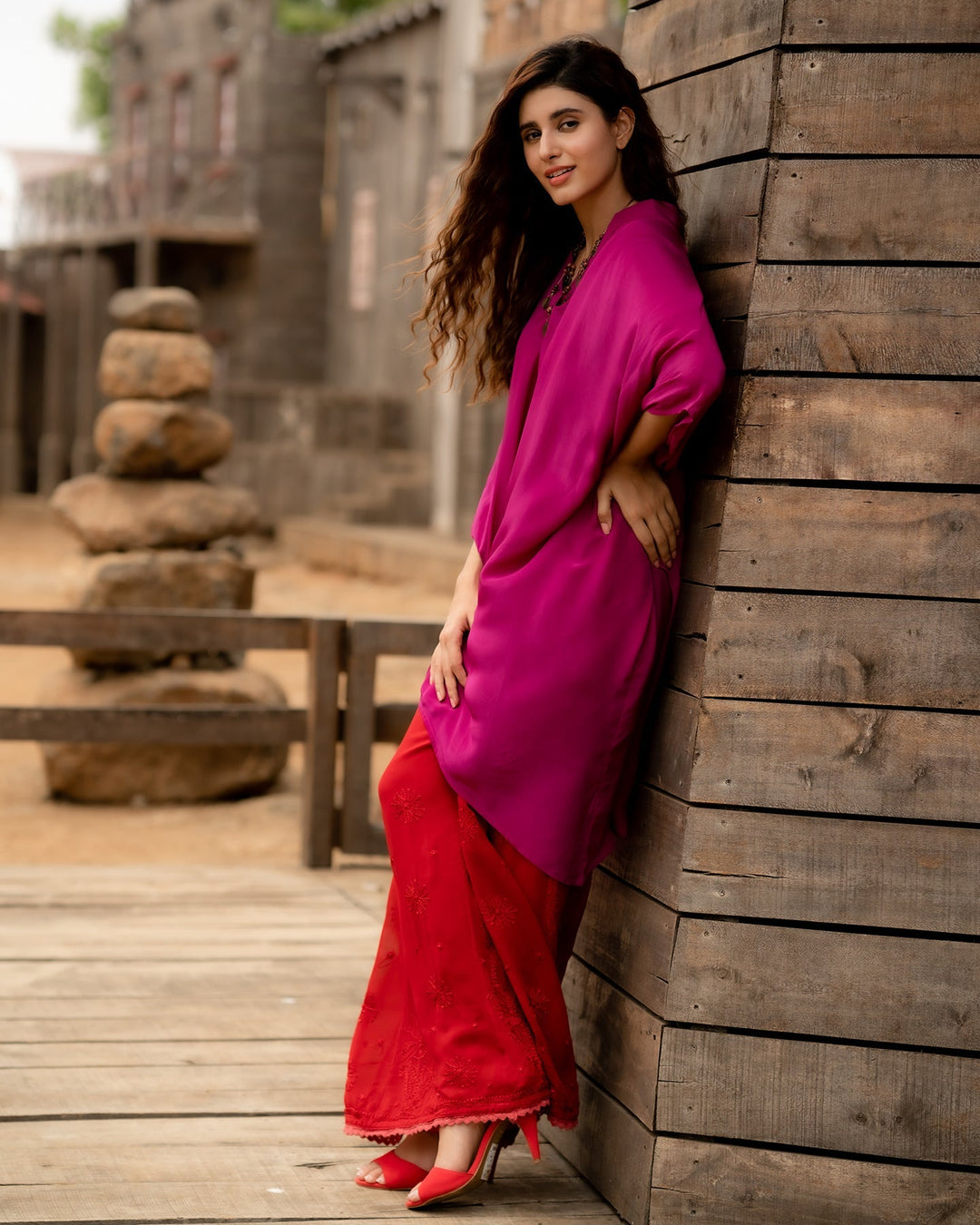Magenta-Silk-Katie-Kaftan-Kurta-Only