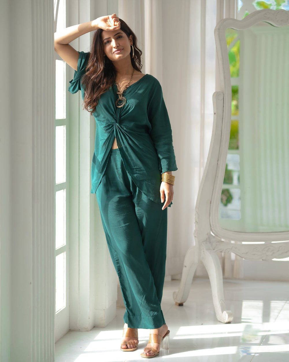 Jade-Green-Muslin-Asymmetric-Co-Ord-Set