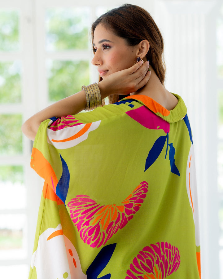 Paroot-Green-Rayon-Kaftan-Co-Ord-Set