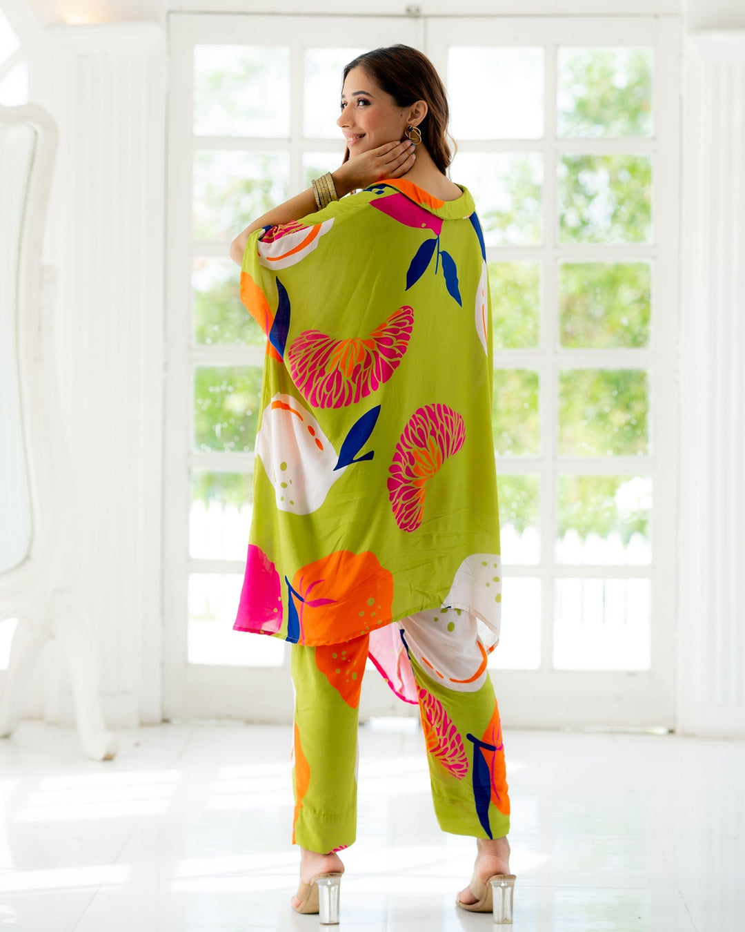 Paroot-Green-Rayon-Kaftan-Co-Ord-Set