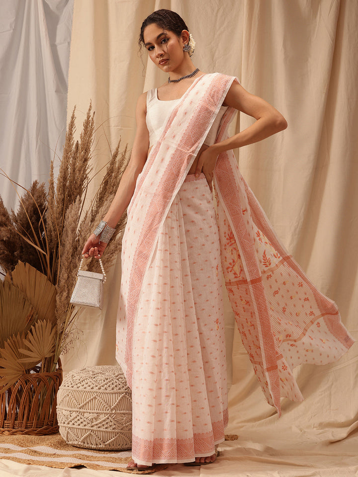 Off-White-Chanderi-Embroidered-Chikankari-Saree-With-Blouse