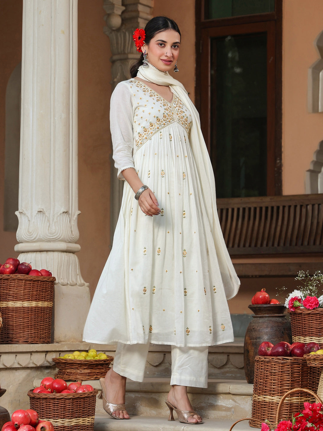 Off-White-Cotton-A-Line-Embroidered-3-Piece-Kurta-Set
