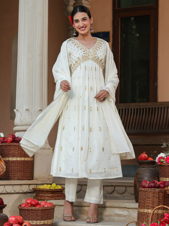Off-White-Cotton-A-Line-Embroidered-3-Piece-Kurta-Set