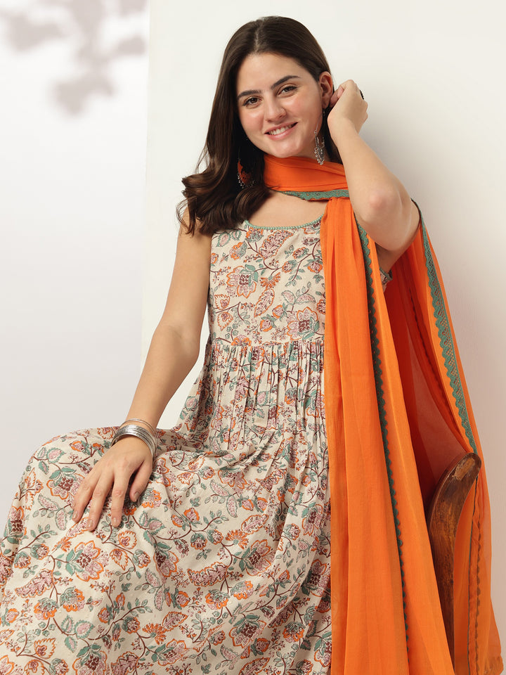 Off-White-Cotton-A-Line-Floral-Printed-3-Piece-Kurta-Set