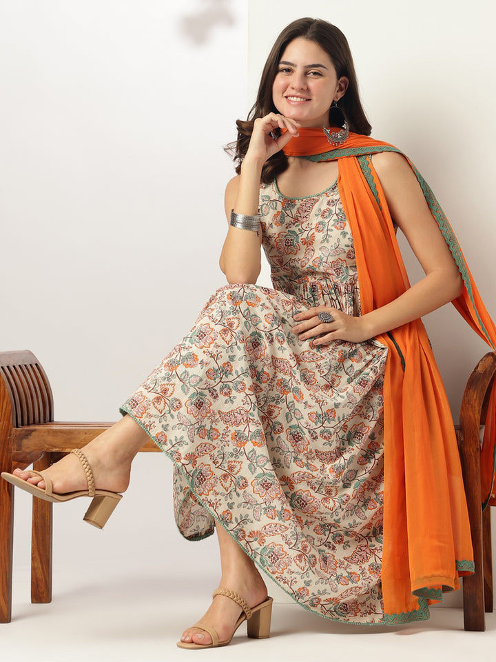 Off-White-Cotton-A-Line-Floral-Printed-3-Piece-Kurta-Set