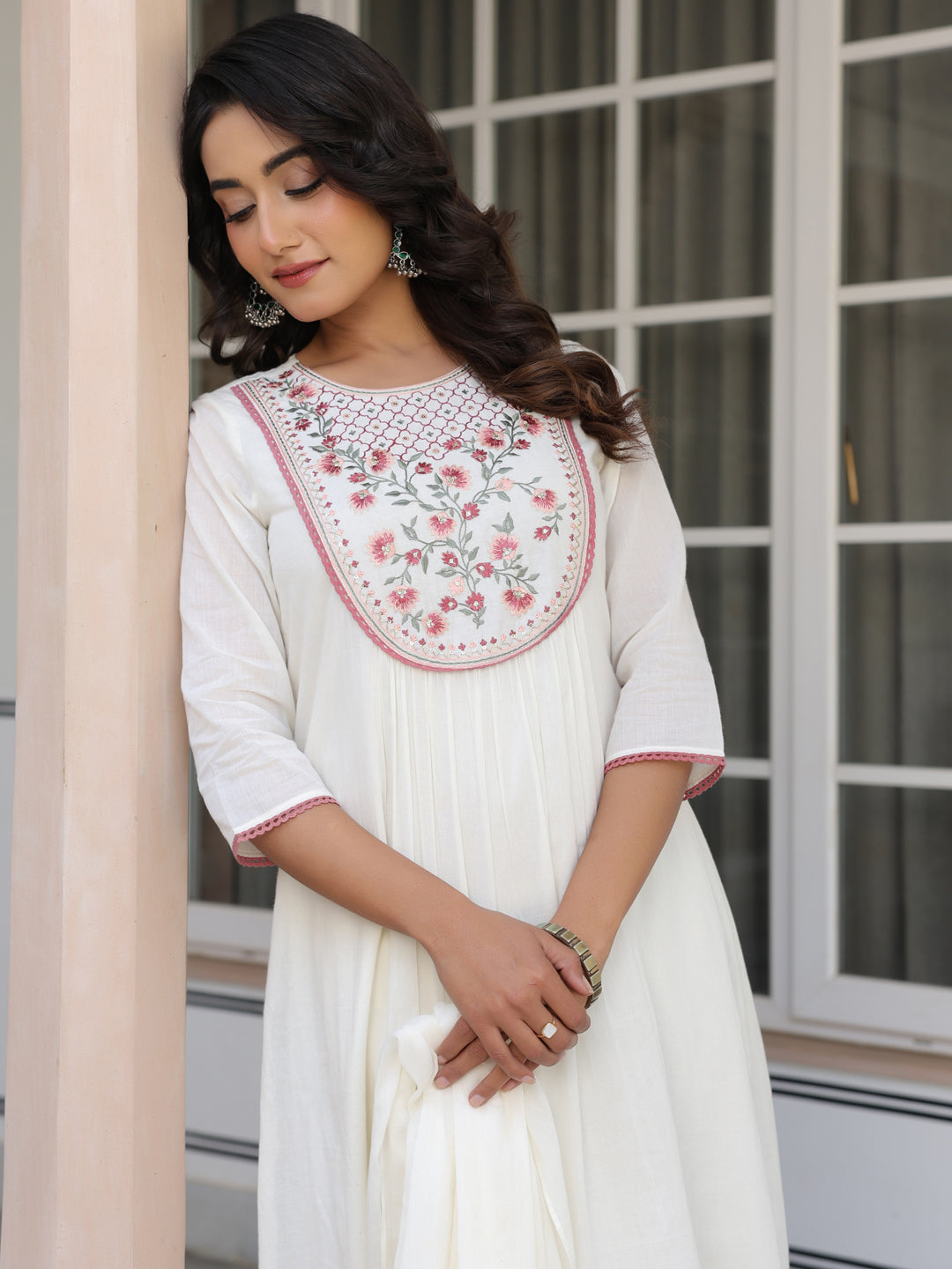 Off-White-Cotton-A-Line-Yoke-Embroidered-3-Piece-Kurta-Set