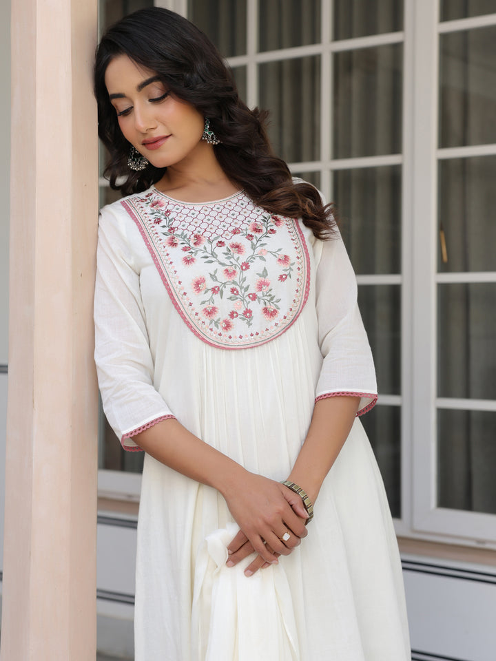 Off-White-Cotton-A-Line-Yoke-Embroidered-3-Piece-Kurta-Set
