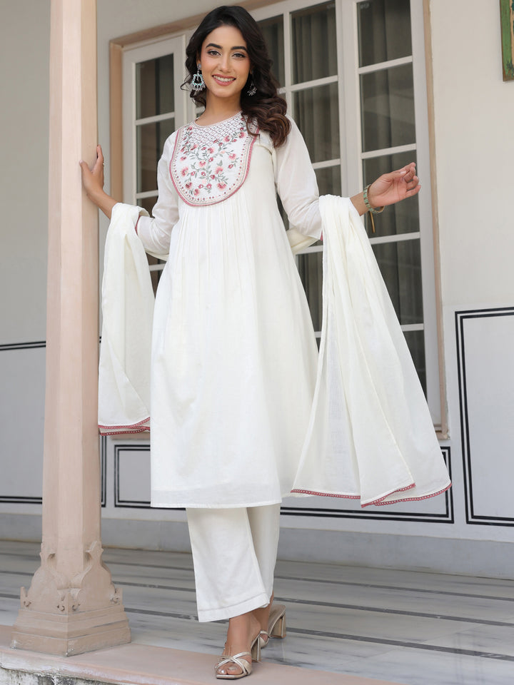 Off-White-Cotton-A-Line-Yoke-Embroidered-3-Piece-Kurta-Set