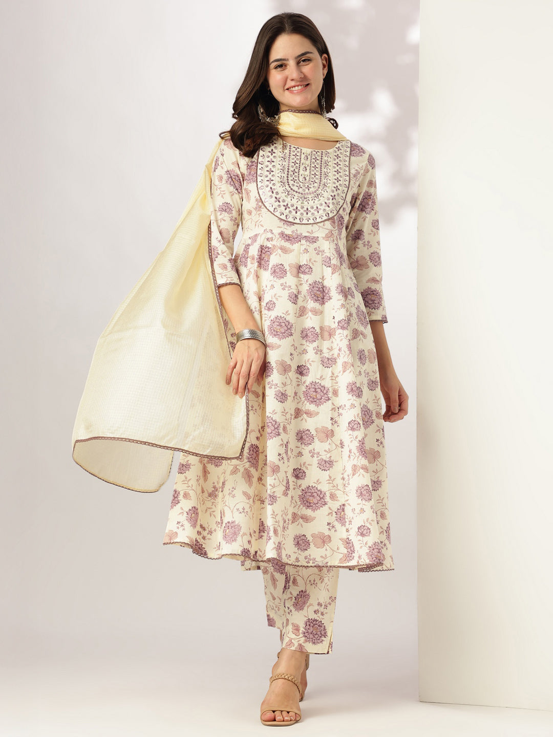 Off-White-Cotton-Anarkali-Floral-Printed-Anarkali-Set
