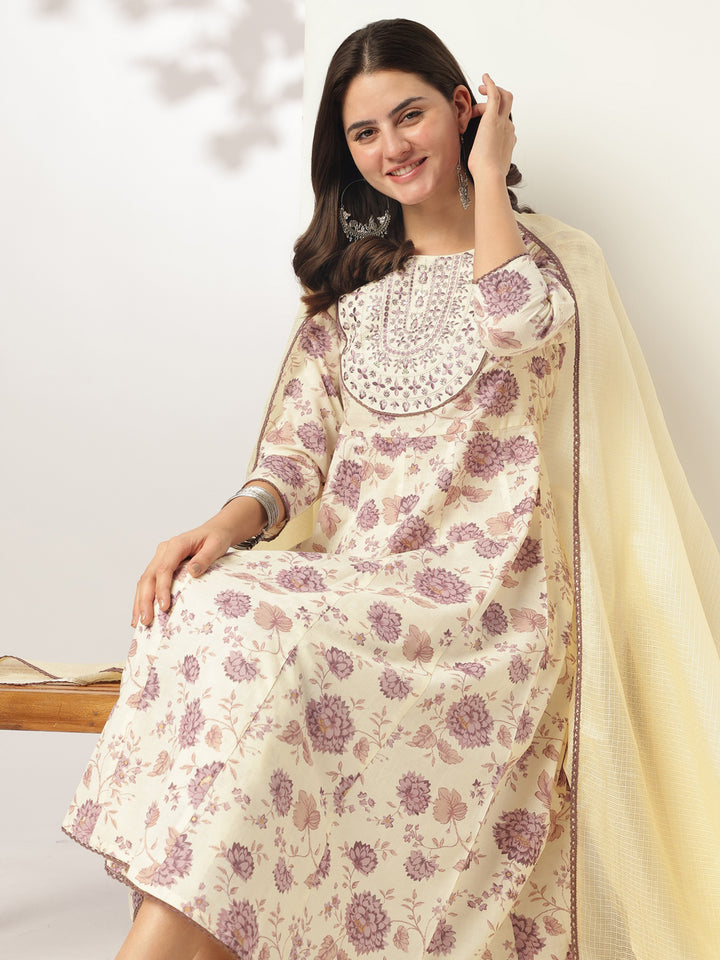 Off-White-Cotton-Anarkali-Floral-Printed-Anarkali-Set