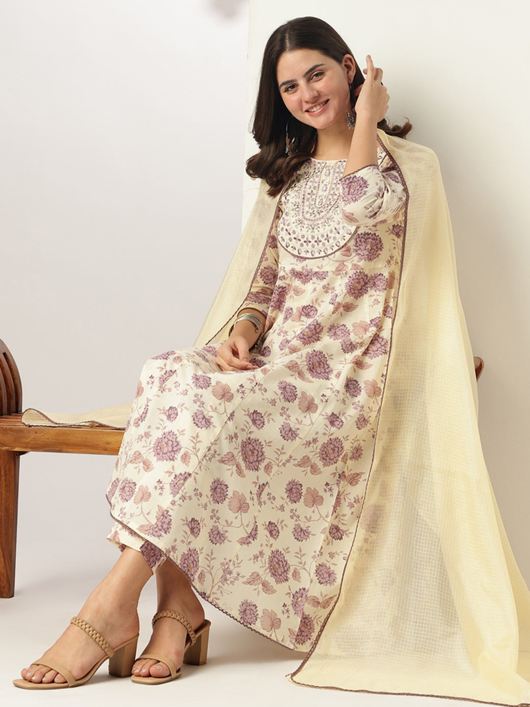 Off-White-Cotton-Anarkali-Floral-Printed-Anarkali-Set