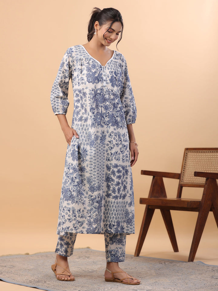 Off-White-Cotton-Tropical-2-Piece-Kurta-Set