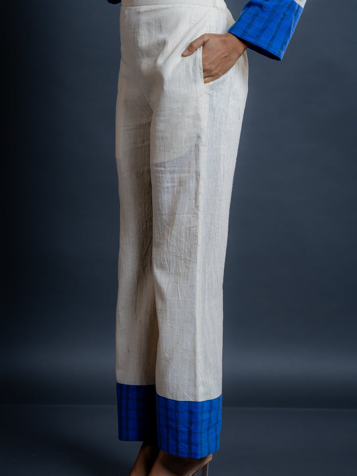 Off-White-&-Blue-Cotton-Collar-Neck-Co-Ord-Set